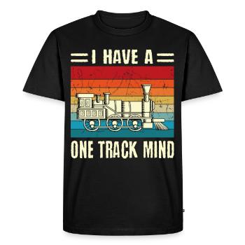 Retro Vintage I Have A One Track Mind - Men's Premium Organic T-Shirt - black - Front - Nico (187cm)