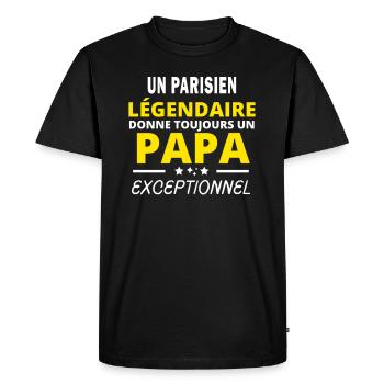 PARISIEN légendaire drôle papa exceptionnel - T-shirt Premium bio Homme - noir - Devant - Nico (187cm)