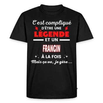 C'est compliqué phrase drôle FRANGIN - T-shirt Premium bio Homme - noir - Devant - Nico (187cm)