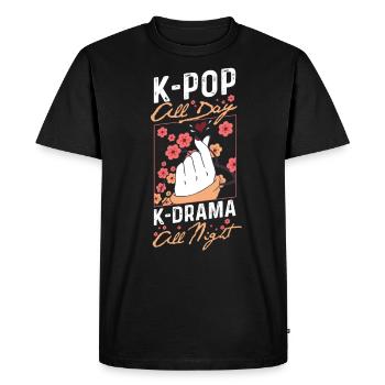 K-Pop Toute la Journée K-Drama Toute la nuit Corée Kawaii Anime - T-shirt Premium bio Homme - noir - Devant - Nico (187cm)