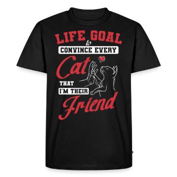 Life Goal to Convince Every Cat I'm Their Friend - Men's Premium Organic T-Shirt - black - Front - Nico (187cm)