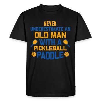 Never Underestimate Old Man With Pickleball Paddle - Men's Premium Organic T-Shirt - black - Front - Nico (187cm)