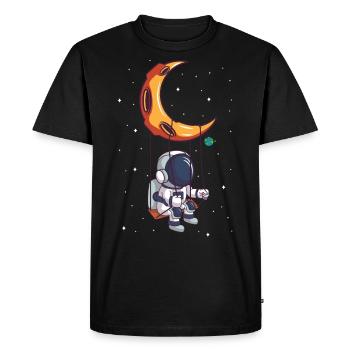 Un astronaute berce un astronome extraterrestre sur la lune - T-shirt Premium bio Homme - noir - Devant - Nico (187cm)