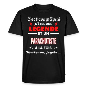 C'est compliqué phrase drôle PARACHUTISTE - T-shirt Premium bio Homme - noir - Devant - Nico (187cm)