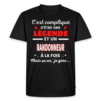 C'est compliqué phrase drôle RANDONNEUR - T-shirt Premium bio Homme - noir - Devant - Nico (187cm)