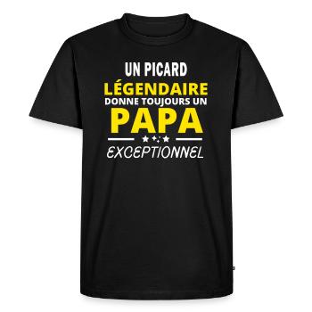 PICARD légendaire drôle papa exceptionnel - T-shirt Premium bio Homme - noir - Devant - Nico (187cm)