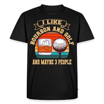 I Like Bourbon And Golf And Maybe 3 People Whiskey - Men's Premium Organic T-Shirt - black - Front - Nico (187cm)