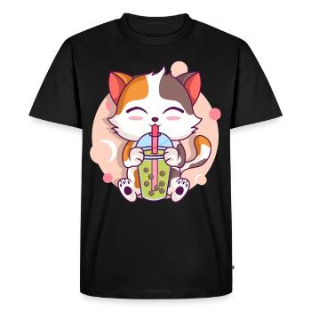 Anime Kawaii Cat Boissons Boba Thé à bulles - T-shirt Premium bio Homme - noir - Devant - Nico (187cm)