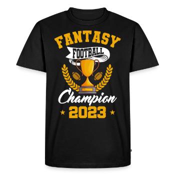 Trophée d’or du champion de football Fantasy 2023 - T-shirt Premium bio Homme - noir - Devant - Nico (187cm)