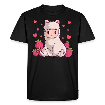 Lama fraise mignon Pas de lama Prob-lama Alpaga Lamas - T-shirt Premium bio Homme - noir - Devant - Nico (187cm)
