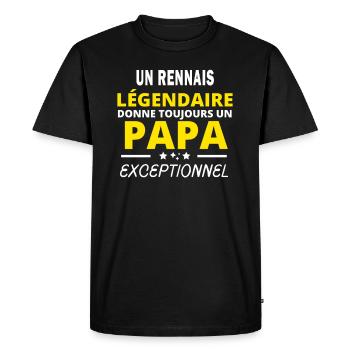 RENNAIS légendaire drôle papa exceptionnel fete - T-shirt Premium bio Homme - noir - Devant - Nico (187cm)