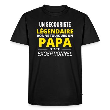 SECOURISTE légendaire drôle papa exceptionnel - T-shirt Premium bio Homme - noir - Devant - Nico (187cm)