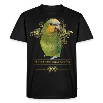 L’Amazone à ailes oranges - T-shirt Premium bio Homme - noir - Devant - Nico (187cm)
