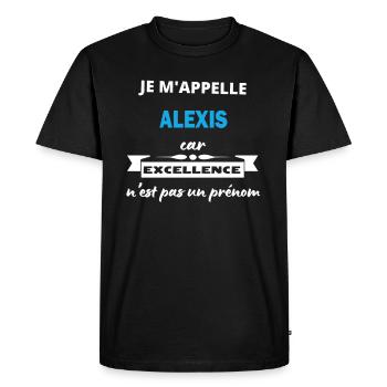 Je m'appelle excellence Alexis - T-shirt Premium bio Homme - noir - Devant - Nico (187cm)