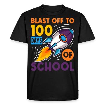 100 jours d’école Astronaute de fusée spatiale - T-shirt Premium bio Homme - noir - Devant - Nico (187cm)