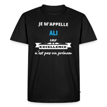 Je m'appelle excellence Ali - T-shirt Premium bio Homme - noir - Devant - Nico (187cm)