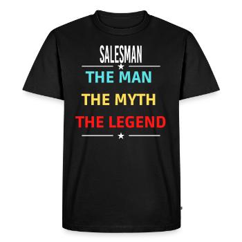 L’homme Le mythe La légende VENDEUR - T-shirt Premium bio Homme - noir - Devant - Nico (187cm)