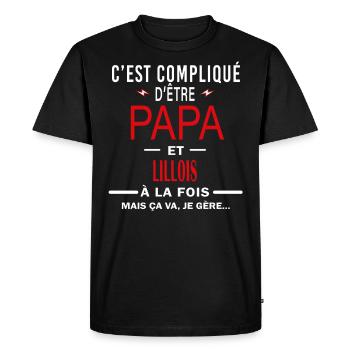 papa Et LILLOIS cadeau citation - T-shirt Premium bio Homme - noir - Devant - Nico (187cm)