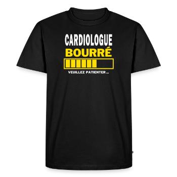 CARDIOLOGUE bourré HUMOUR - T-shirt Premium bio Homme - noir - Devant - Nico (187cm)
