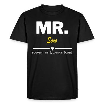 MR. souvent imité, jamais égalé Sono - T-shirt Premium bio Homme - noir - Devant - Nico (187cm)