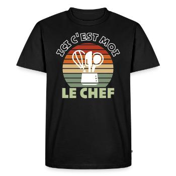 ici c'est moi le Chef cuisinier - T-shirt Premium bio Homme - noir - Devant - Nico (187cm)