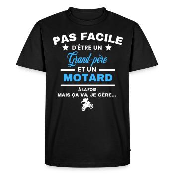 pas facile d'être motard et Grand-père - T-shirt Premium bio Homme - noir - Devant - Nico (187cm)