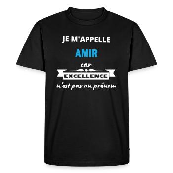 Je m'appelle excellence Amir - T-shirt Premium bio Homme - noir - Devant - Nico (187cm)