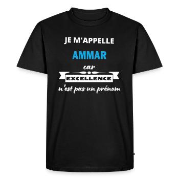 Je m'appelle excellence Ammar - T-shirt Premium bio Homme - noir - Devant - Nico (187cm)
