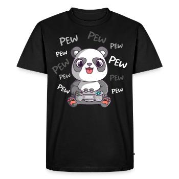 Pew Pew Pew Cute Panda Gamer Gaming - Men's Premium Organic T-Shirt - black - Front - Nico (187cm)