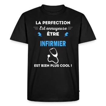 La perfection est ennuyeuse cool infirmier - T-shirt Premium bio Homme - noir - Devant - Nico (187cm)