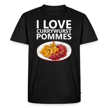 Currywurst French fries Bratwurst Ruhrpott Ruhrgebiet - Men's Premium Organic T-Shirt - black - Front - Nico (187cm)