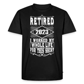 Retired 2023 Pensioner Pension Pensioner - Men's Premium Organic T-Shirt - black - Front - Nico (187cm)