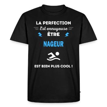 La perfection est ennuyeuse cool NAGEUR - T-shirt Premium bio Homme - noir - Devant - Nico (187cm)