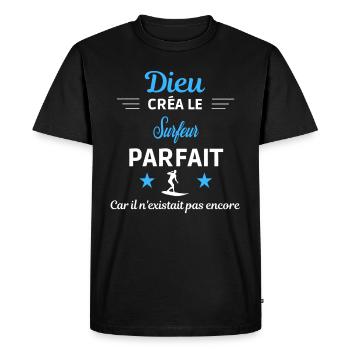 dieu créa parfait humour de bureau Surfeur - T-shirt Premium bio Homme - noir - Devant - Nico (187cm)