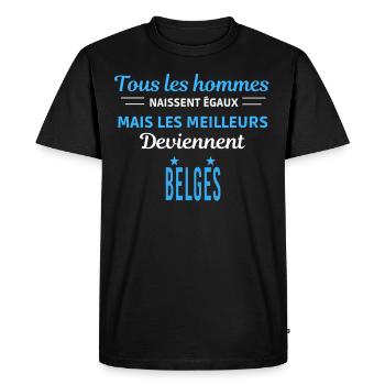 tous les hommes naissent égaux Belges - T-shirt Premium bio Homme - noir - Devant - Nico (187cm)