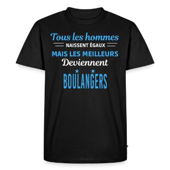 tous les hommes naissent égaux Boulangers - T-shirt Premium bio Homme - noir - Devant - Nico (187cm)