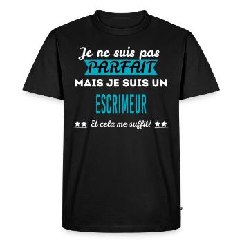 Je ne suis pas parfait ESCRIMEUR - T-shirt Premium bio Homme - noir - Devant - Nico (187cm)
