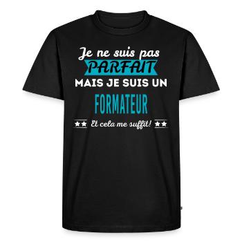 Je ne suis pas parfait FORMATEUR - T-shirt Premium bio Homme - noir - Devant - Nico (187cm)
