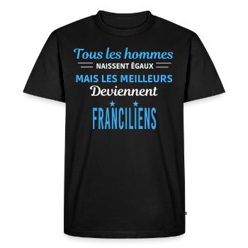 tous les hommes naissent égaux Franciliens - T-shirt Premium bio Homme - noir - Devant - Nico (187cm)