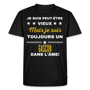 Je suis peut-être vieux GASCON - T-shirt Premium bio Homme - noir - Devant - Nico (187cm)