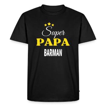 Super Papa BARMAN ANNIVERSAIRE - T-shirt Premium bio Homme - noir - Devant - Nico (187cm)