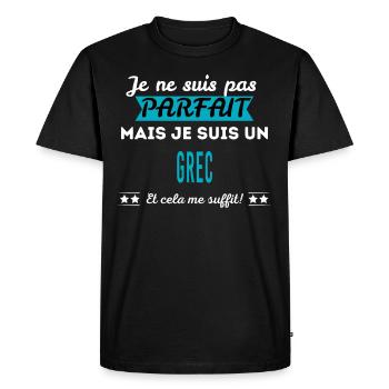 Je ne suis pas parfait GREC - T-shirt Premium bio Homme - noir - Devant - Nico (187cm)