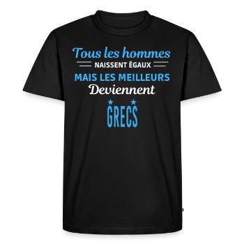 tous les hommes naissent égaux Grecs - T-shirt Premium bio Homme - noir - Devant - Nico (187cm)