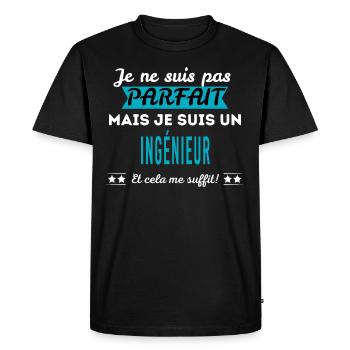 Je ne suis pas parfait INGÉNIEUR - T-shirt Premium bio Homme - noir - Devant - Nico (187cm)