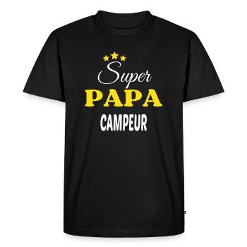 Super Papa CAMPEUR ANNIVERSAIRE - T-shirt Premium bio Homme - noir - Devant - Nico (187cm)