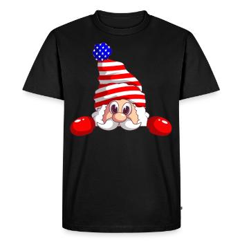 Père Noël avec drapeau des États-Unis Joyeux Noël - T-shirt Premium bio Homme - noir - Devant - Nico (187cm)