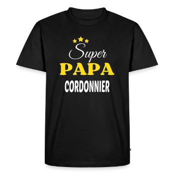 Super Papa CORDONNIER ANNIVERSAIRE - T-shirt Premium bio Homme - noir - Devant - Nico (187cm)