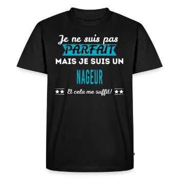 Je ne suis pas parfait NAGEUR - T-shirt Premium bio Homme - noir - Devant - Nico (187cm)