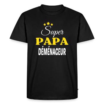 Super Papa DÉMÉNAGEUR ANNIVERSAIRE - T-shirt Premium bio Homme - noir - Devant - Nico (187cm)