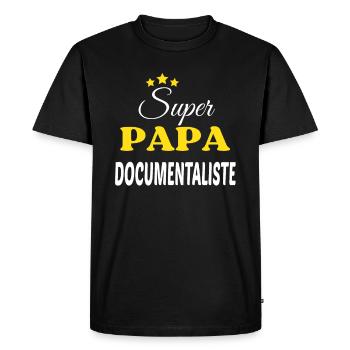 Super Papa DOCUMENTALISTE ANNIVERSAIRE - T-shirt Premium bio Homme - noir - Devant - Nico (187cm)